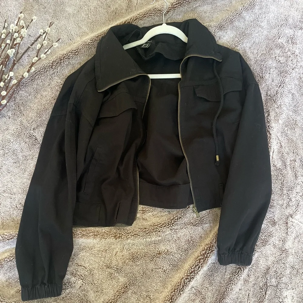 Black Jean Jacket w/Zipper (no pockets) - Picture 1 of 1